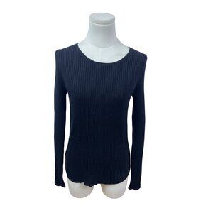Ann Taylor Black Ribbed Long Sleeve Stretchy Sweater Womens Sz M - New